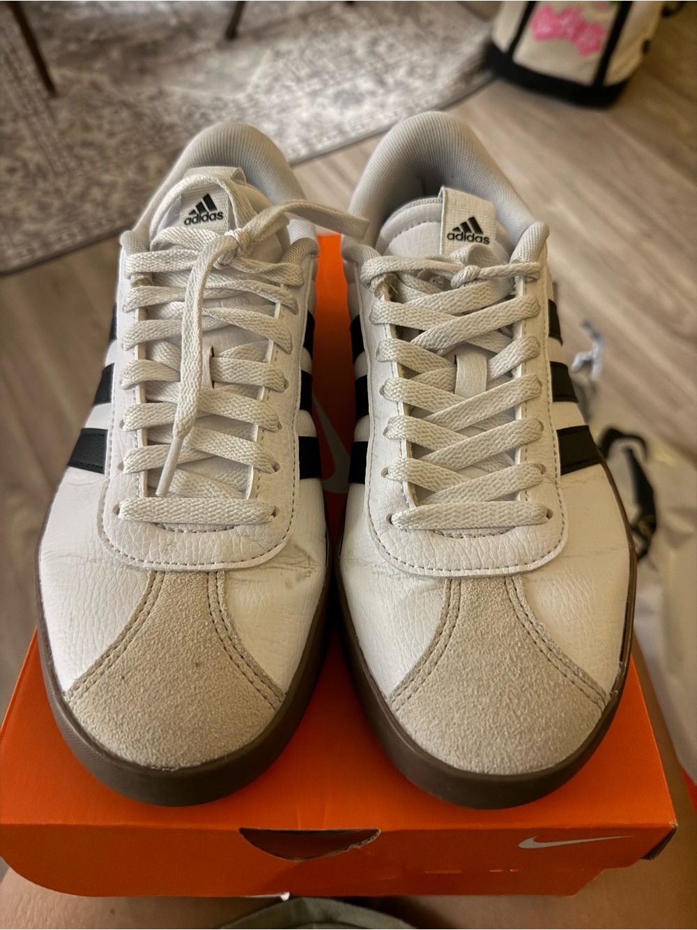 adidas Women White & Black Court-Inspired Sneakers